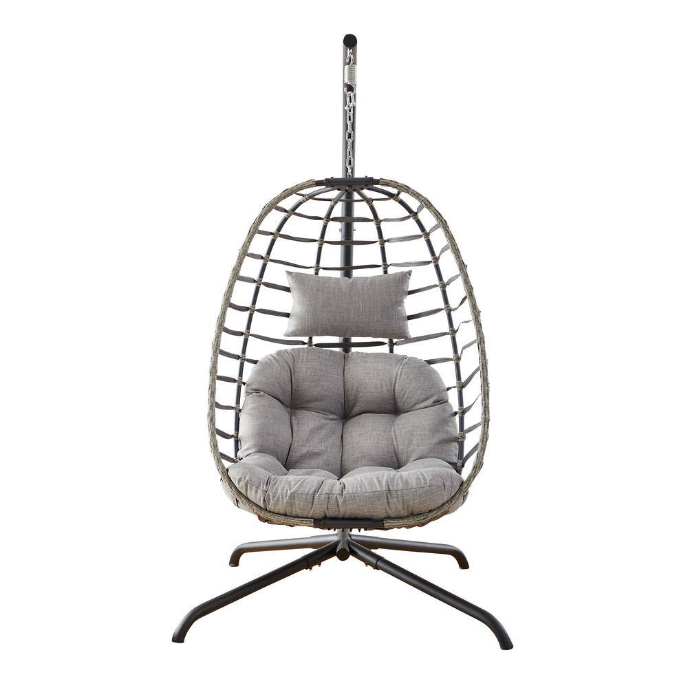 Pocassy 3 ft. Metal X-Shape Hanging Chair Hammock Stand in Black