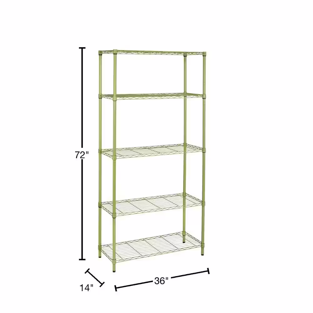 Honey-Can-Do Olive Green 5-Tier Adjustable Steel Garage Storage Shelving Unit ( 36 in. W x 72 in. H x 14 in. D )