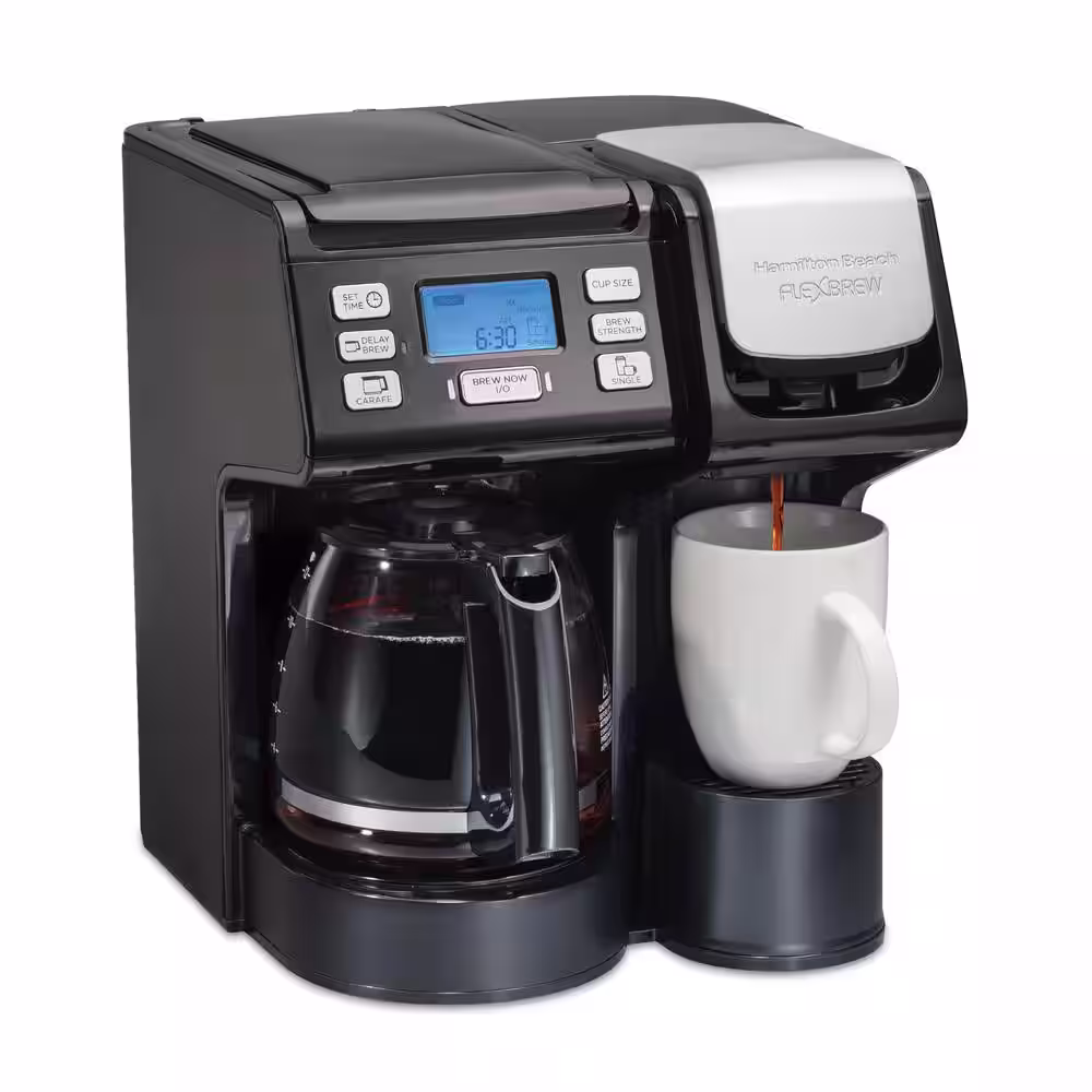 Hamilton Beach FlexBrew Trio 12-Cup Black Drip Coffee Maker with Single Cup Brewer