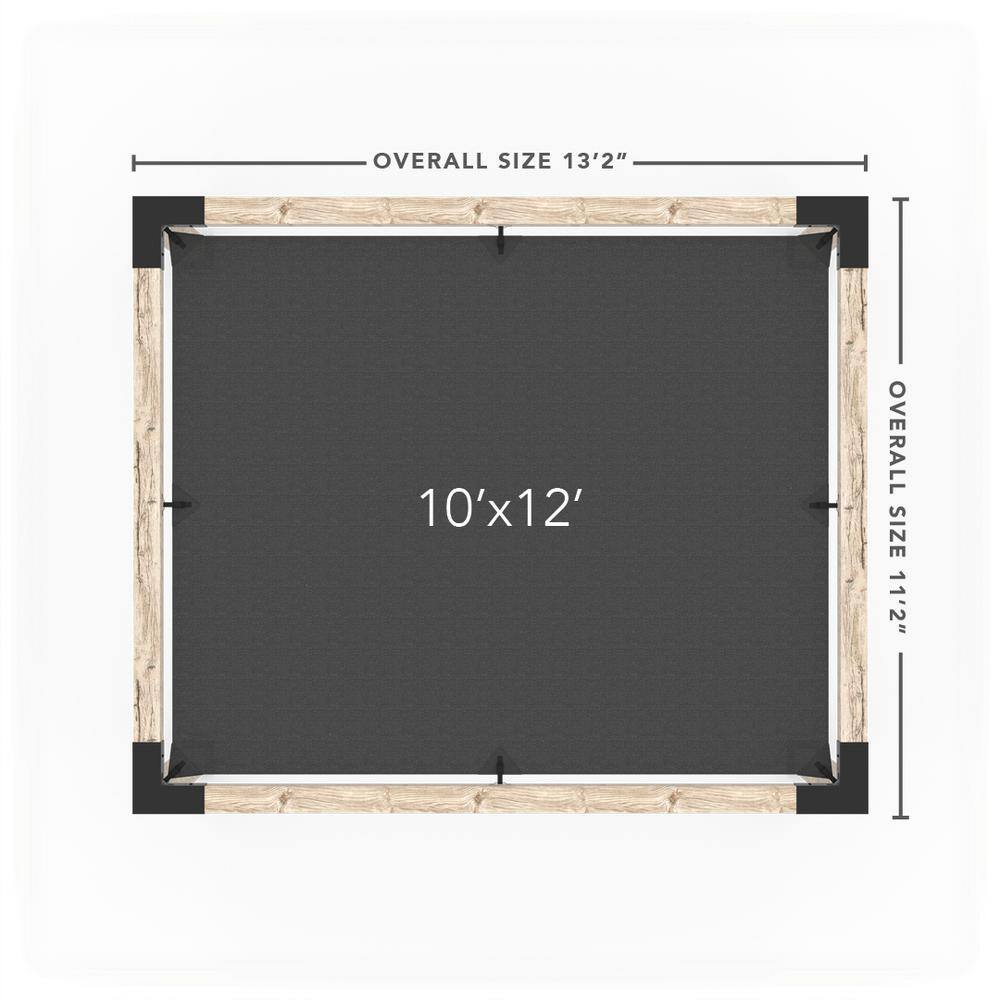TOJA GRID 10 ft. x 12 ft. Pergola Kit with Graphite Shade Sail, for 6x6 Wood