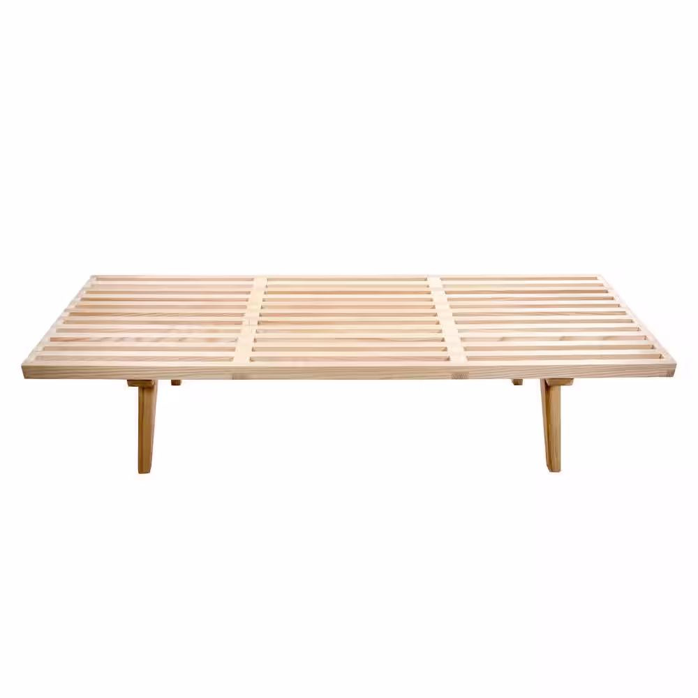 None Inwood Platform Natural Wood Bench Backless with Solid Wood 60 in.