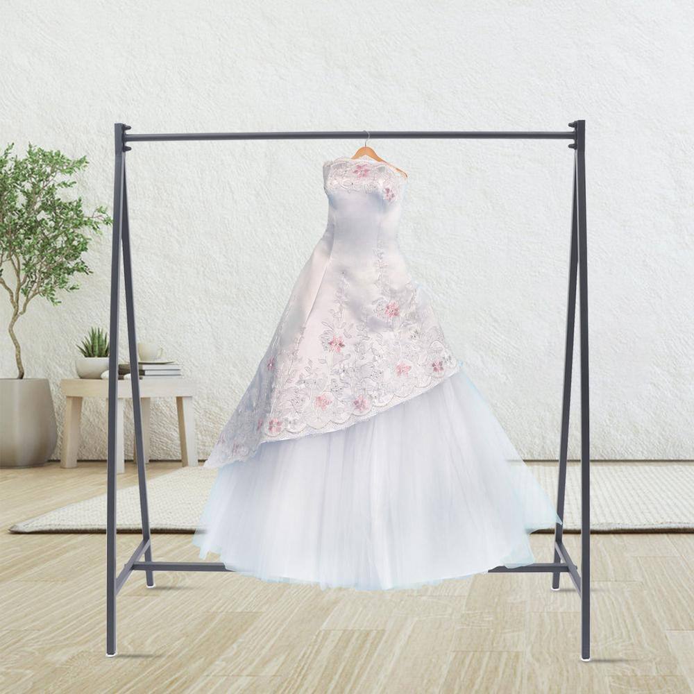 None Black Metal Clothes Rack Freestanding Garment Display Stand 47 in. W x 55 in. H