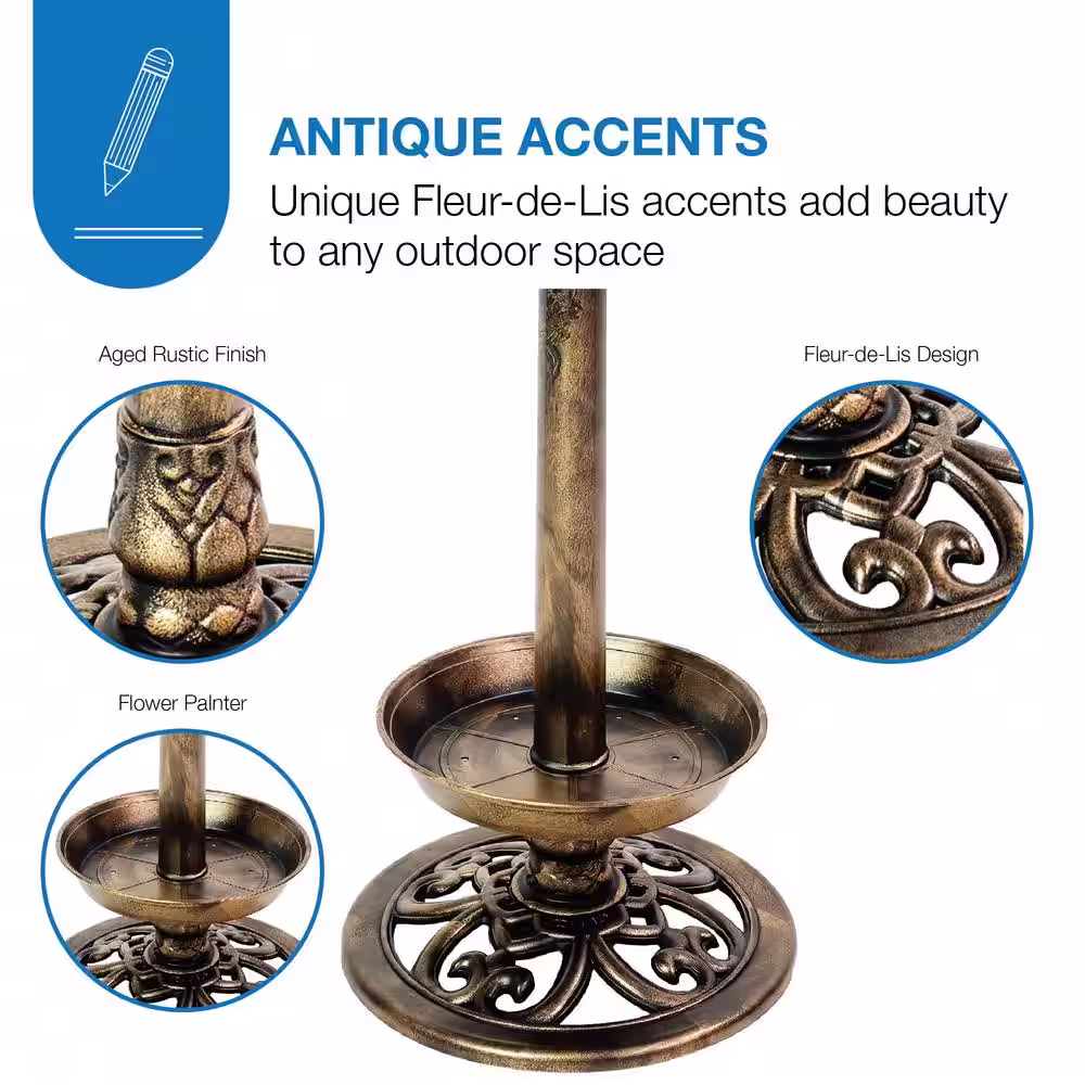 Patio Premier Brushed Bronze Birdbath with Planter