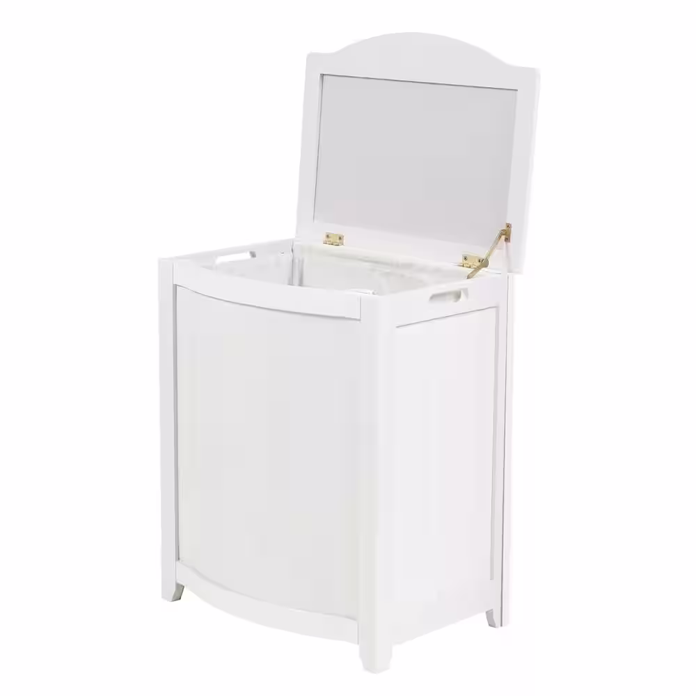 Oceanstar White Wainscot Style Bowed Front Laundry Hamper