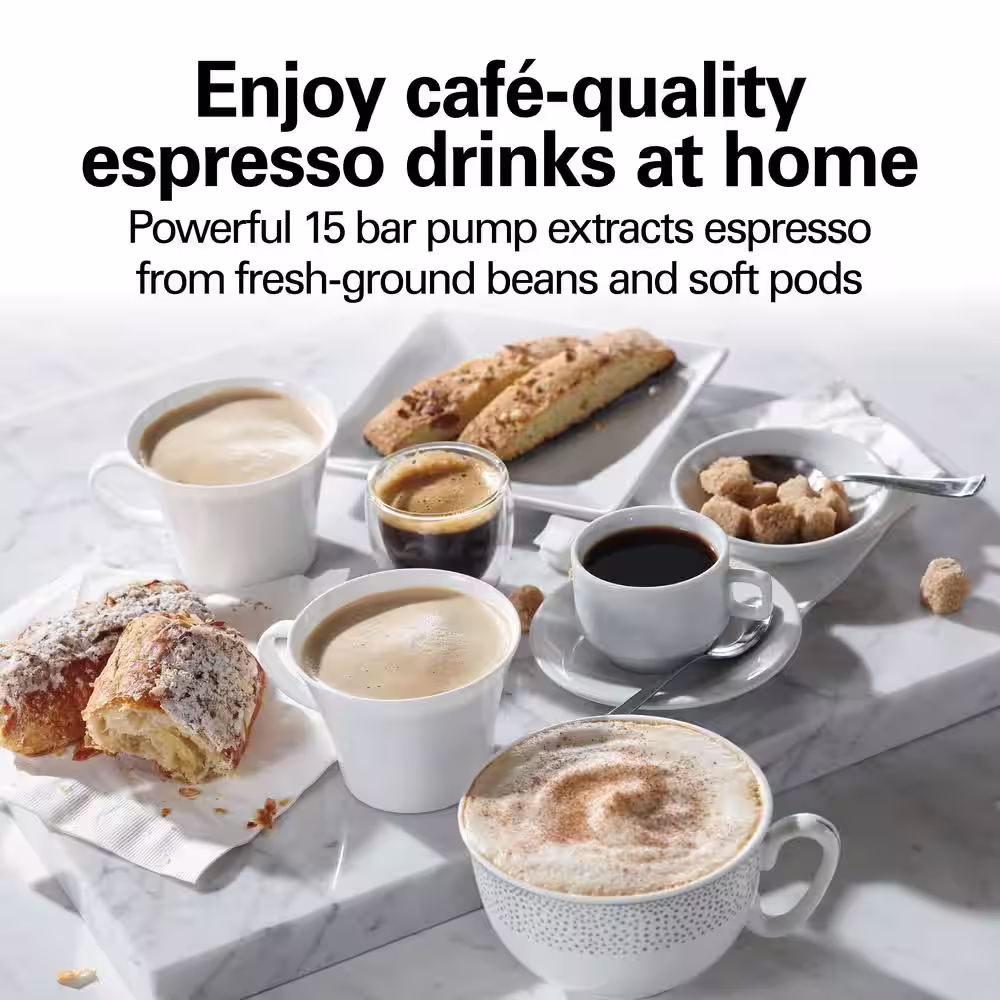 Hamilton Beach 2-Cup Black Espresso Maker with 15-Bar Pump