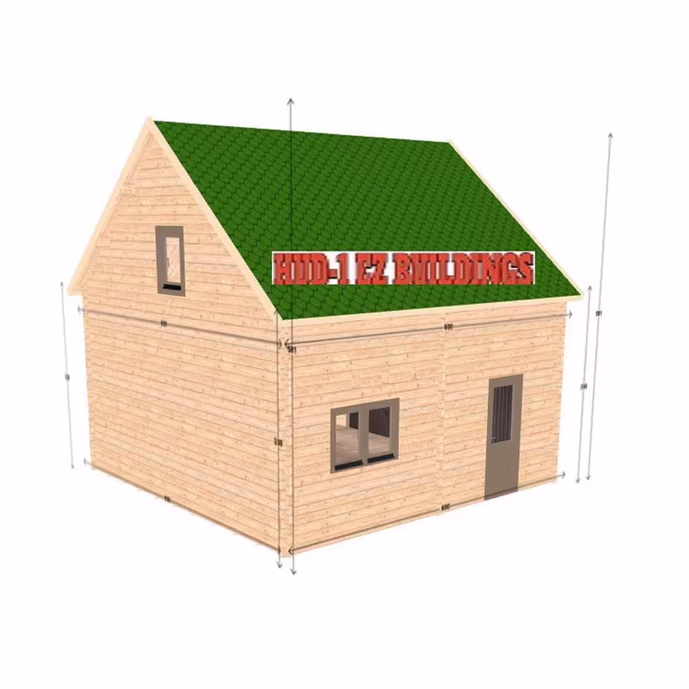 Hud-1 EZ Buildings Log Garage J2 688 sq. ft. Log Garage DIY Building Kit