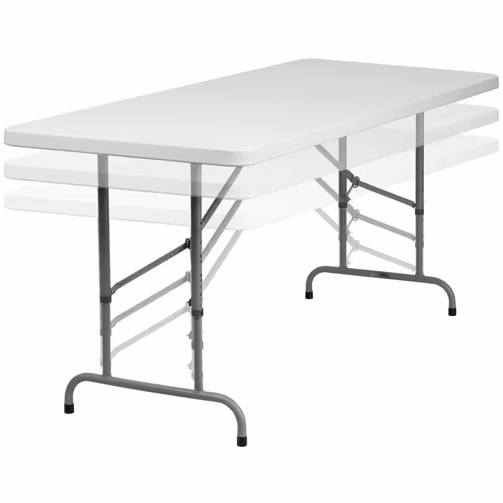 Carnegy Avenue 72 in. Granite White Plastic Tabletop Metal Frame Folding Table
