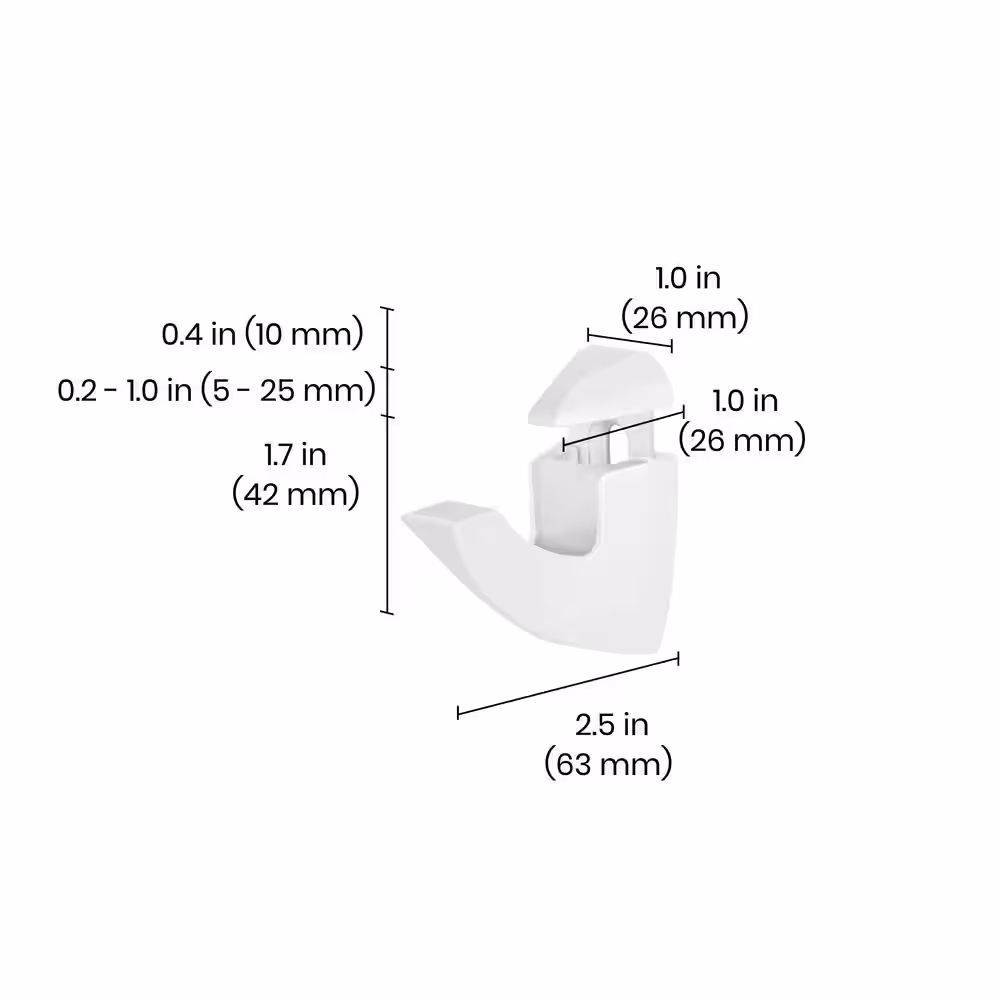 Dolle SCOOP 0.2 in.- 1 in. White Adjustable Shelf Bracket (2-Pack)