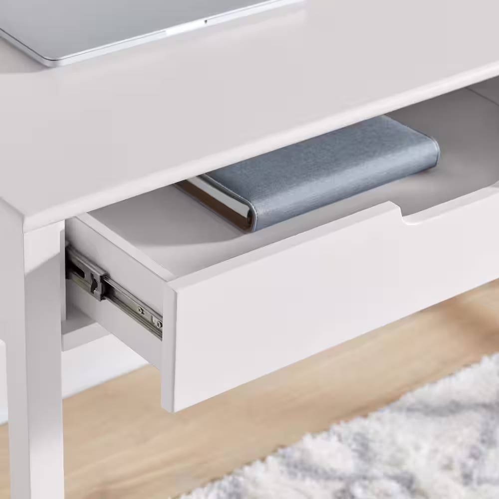 StyleWell Craft 54 in. White Writing Desk with 2-Drawers
