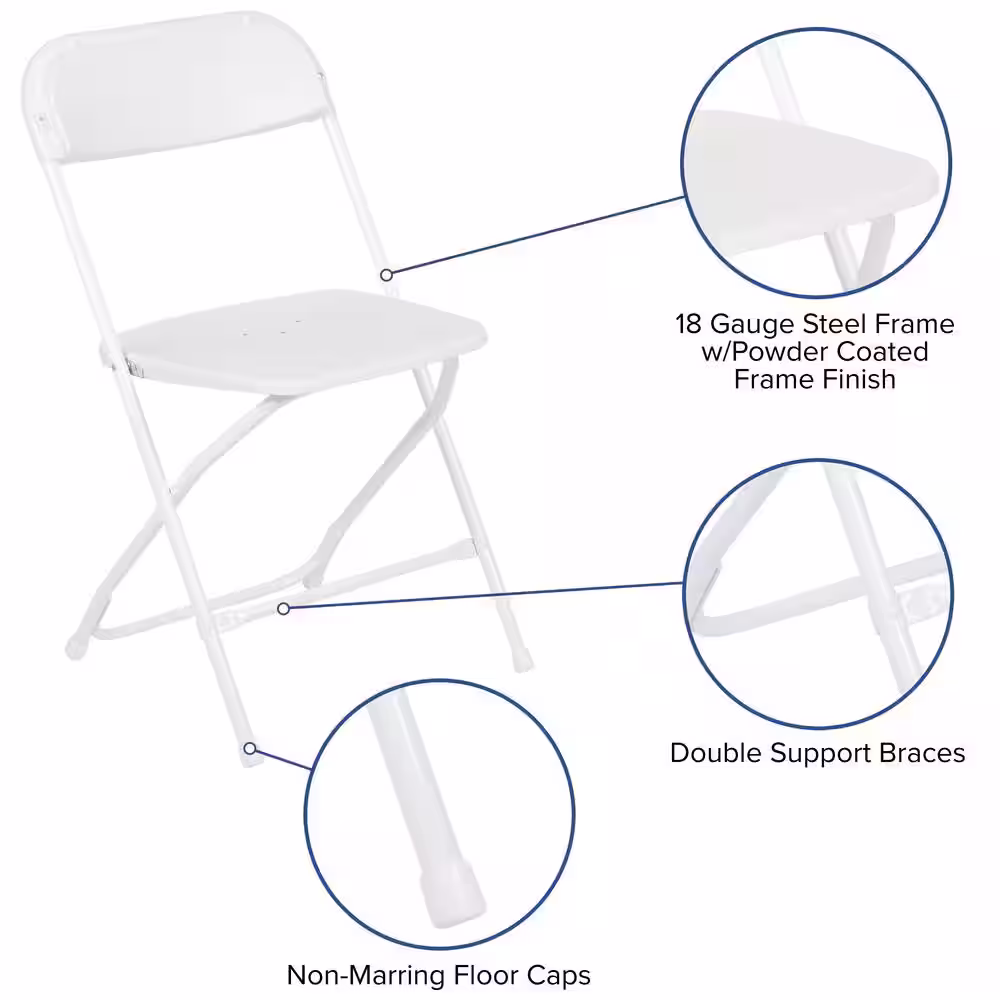 Carnegy Avenue White Metal Folding Chair (Set of 10)