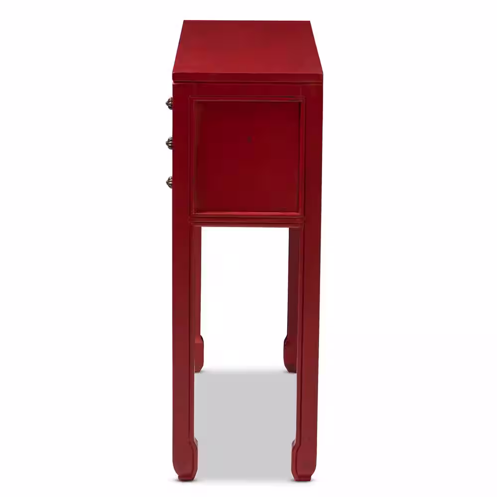 Baxton Studio Melodie 38 in. Red Standard Rectangle Wood Console Table with Drawers