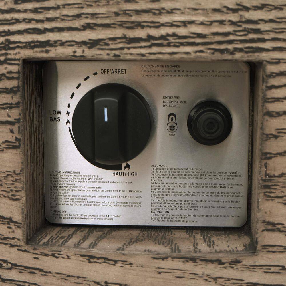 Noble House Mayfair Brown Wood Pattern Metal Rectangular Stone Fire Pit (No Tank Holder)