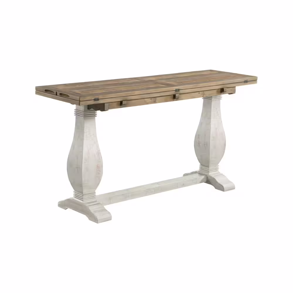 Martin Svensson Home Napa 60 in. White Stain/Reclaimed Natural Standard Rectangle Wood Console Table with Pedestal