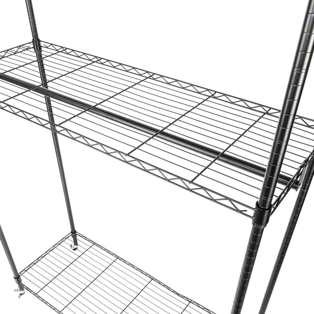 None Black Carbon Steell Clothes Rack 17.7 in. W x 79 in. H