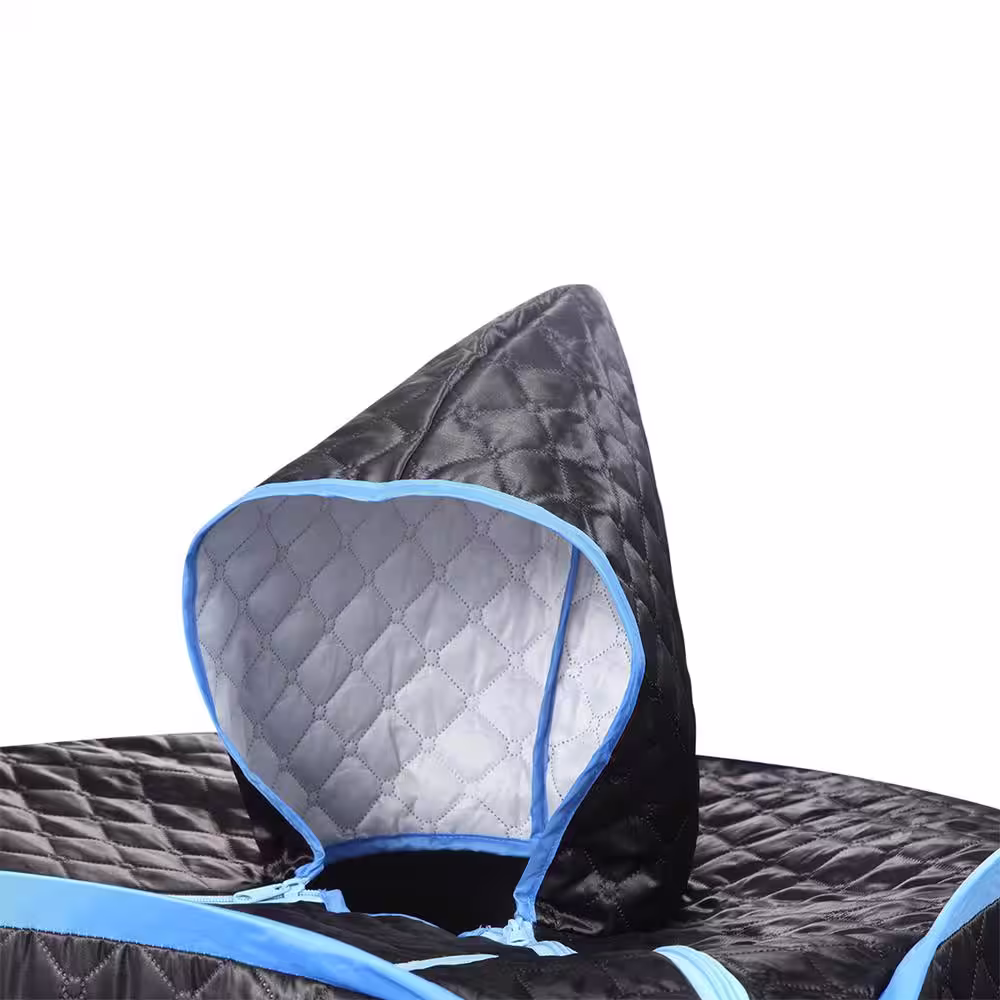 None 1-Person Half body Black Steam Sauna with Foldable Chair