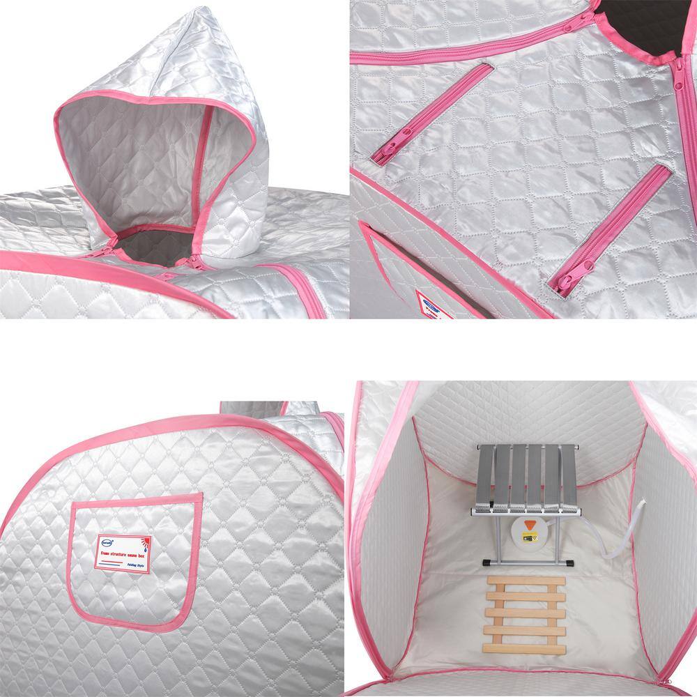 None 1-Person Foldable Half Body Steam Sauna Spa Tent with Steam Pot, Chair and Remote Control in Gray