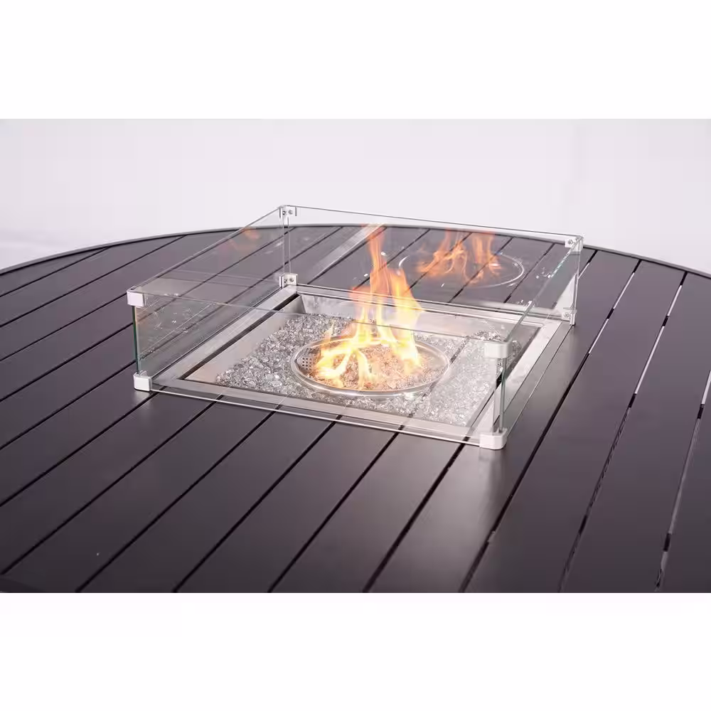 DIRECT WICKER Turnbury Large 70.8 in. Propane Round Brown Wicker Gas Fire Pit Table with Tempered Glass Surround