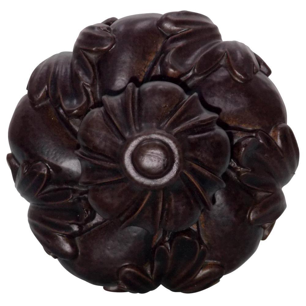 Classic Home Royal Crown 48 in. Single Curtain Rod in English Walnut