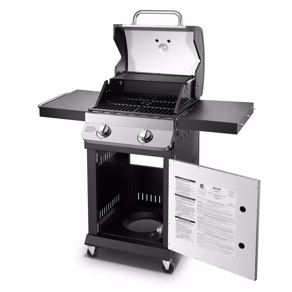 Dyna-Glo Premier 2-Burner Propane Gas Grill in Stainless Steel with Built-In Thermometer