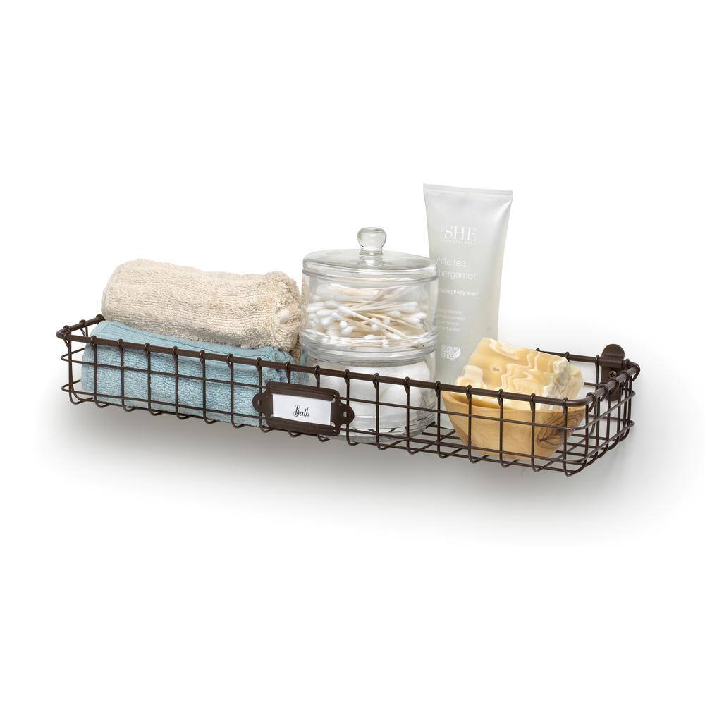 Spectrum 3 in. H x 18.5 in. W Bronze Steel 1-Drawer Wide Mesh Wire Basket