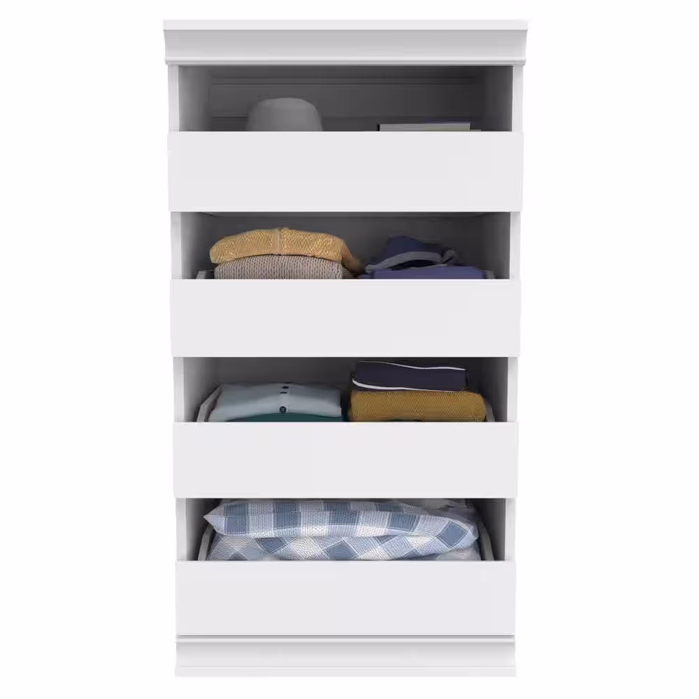 ClosetMaid 21.39 in. W White Modular Storage Stackable Unit with 4-Drawers Wood Closet System