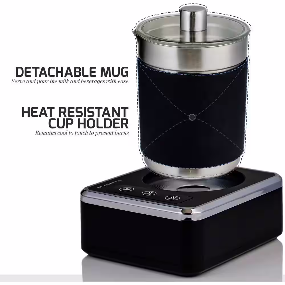 OVENTE 7 oz. Stainless Steel Silver Coffee and Milk Frother with Induction Base