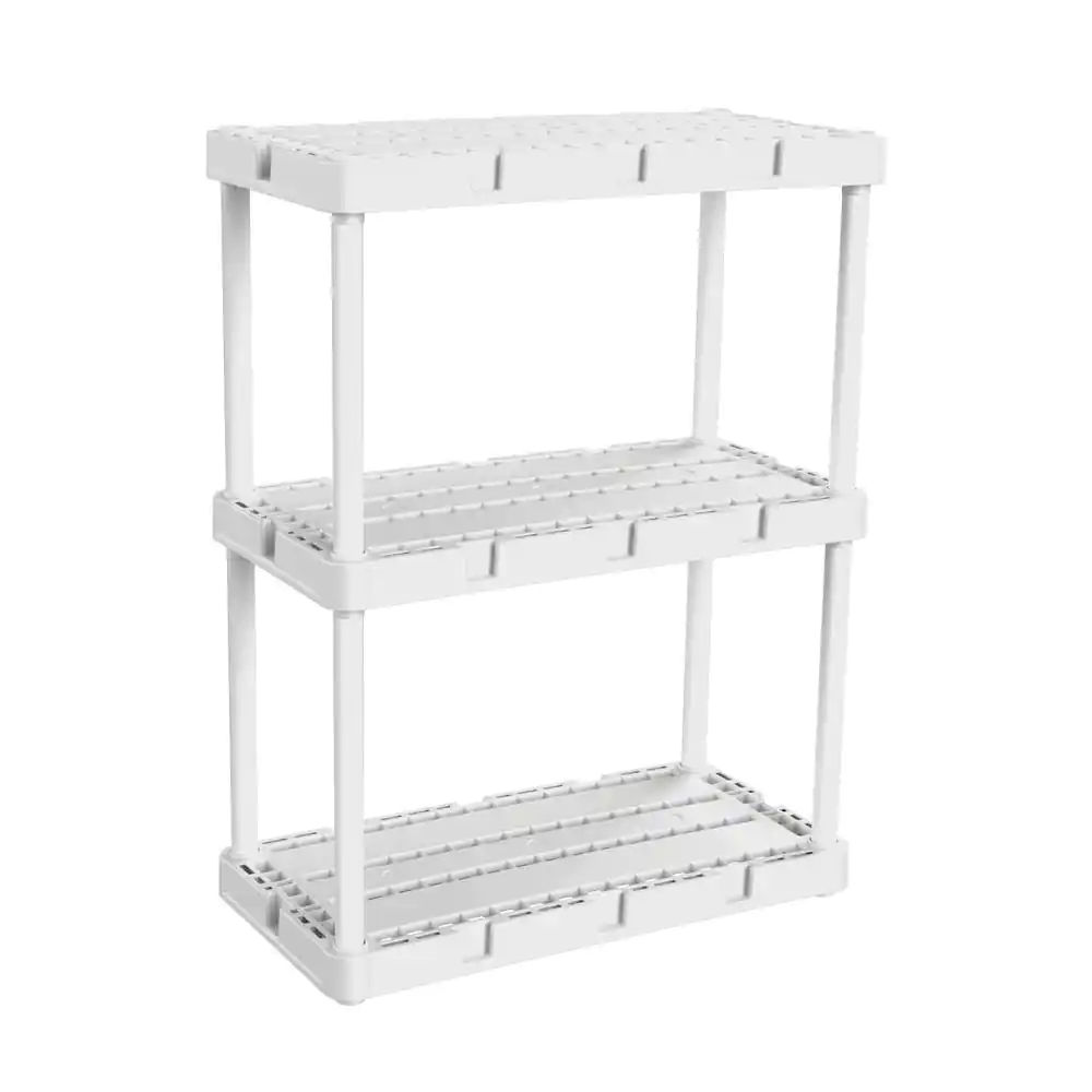 GRACIOUS LIVING Knect A Shelf 3 Shelf Interlocking Organizers, White (2-Pack)