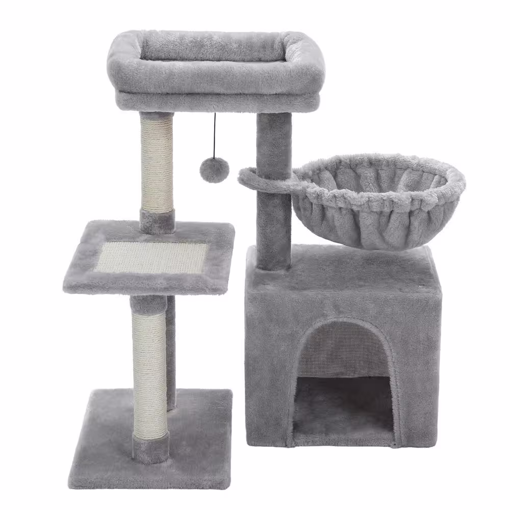 None Modern Cat Scratching Posts and Trees, Cat House, Cat Tree in Grey