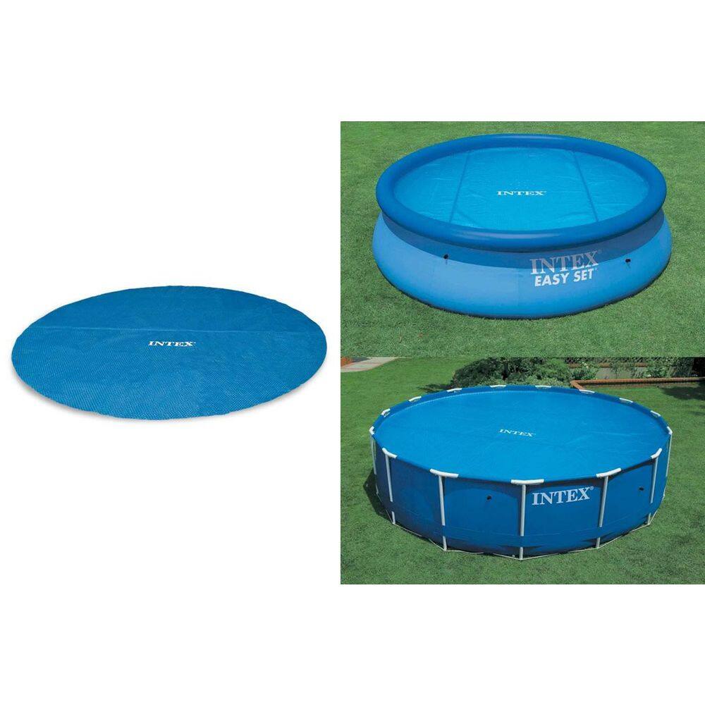 INTEX 12 ft. x 30 in. Prism Frame Pool, Pump (2-Pack) with Pool Solar Cover Tarp, Blue, Round