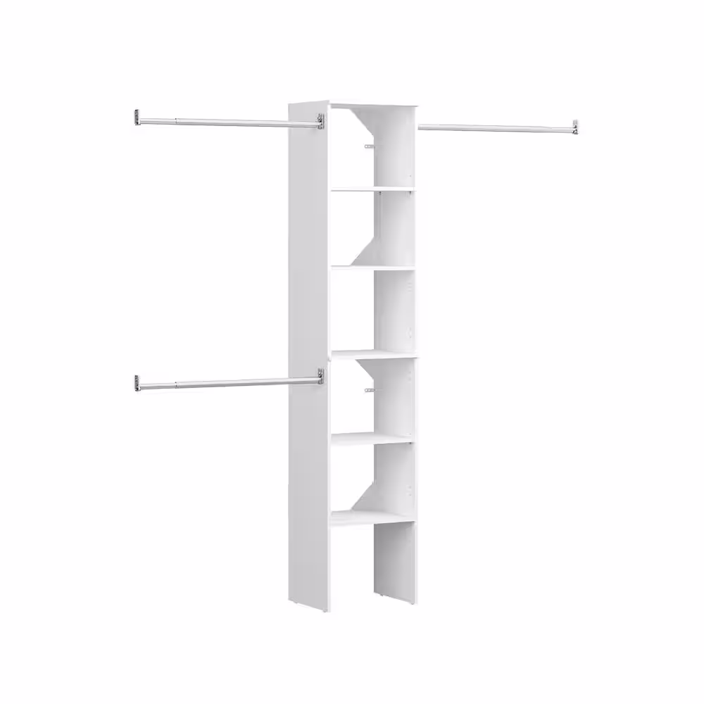 ClosetMaid Style+ 72 in. W - 113 in. W White Narrow Wood Closet System