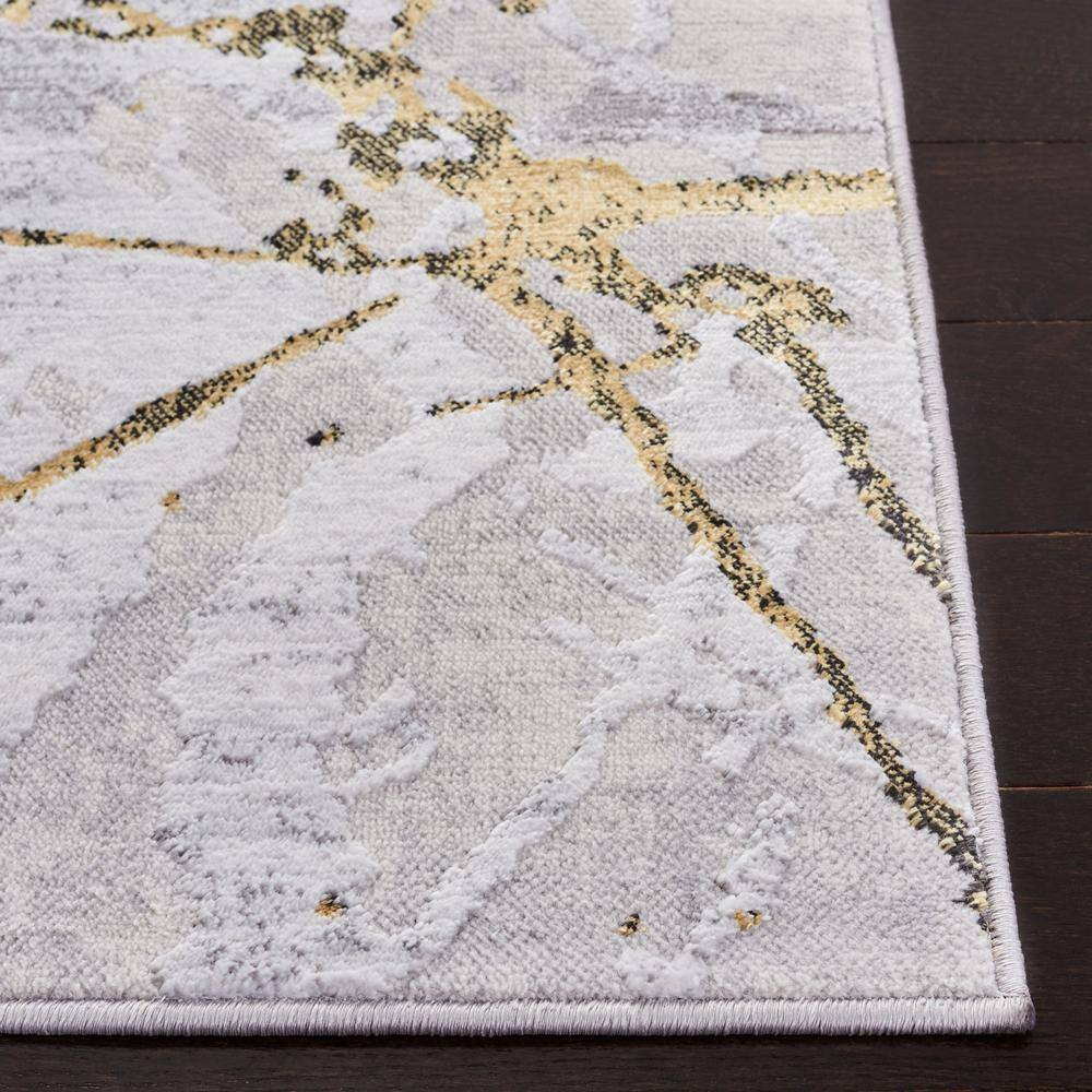 SAFAVIEH Amelia Gray/Gold 8 ft. x 10 ft. Abstract Distressed Area Rug