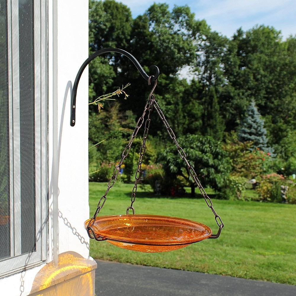 Achla Designs 14 in. Dia Mandarin Orange Reflective Crackle Glass Birdbath Bowl