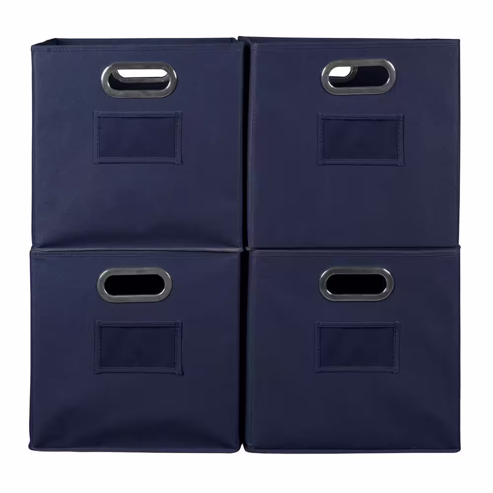 Regency 12 in. H x 12 in. W x 12 in. D Blue Fabric Cube Storage Bin 4-Pack