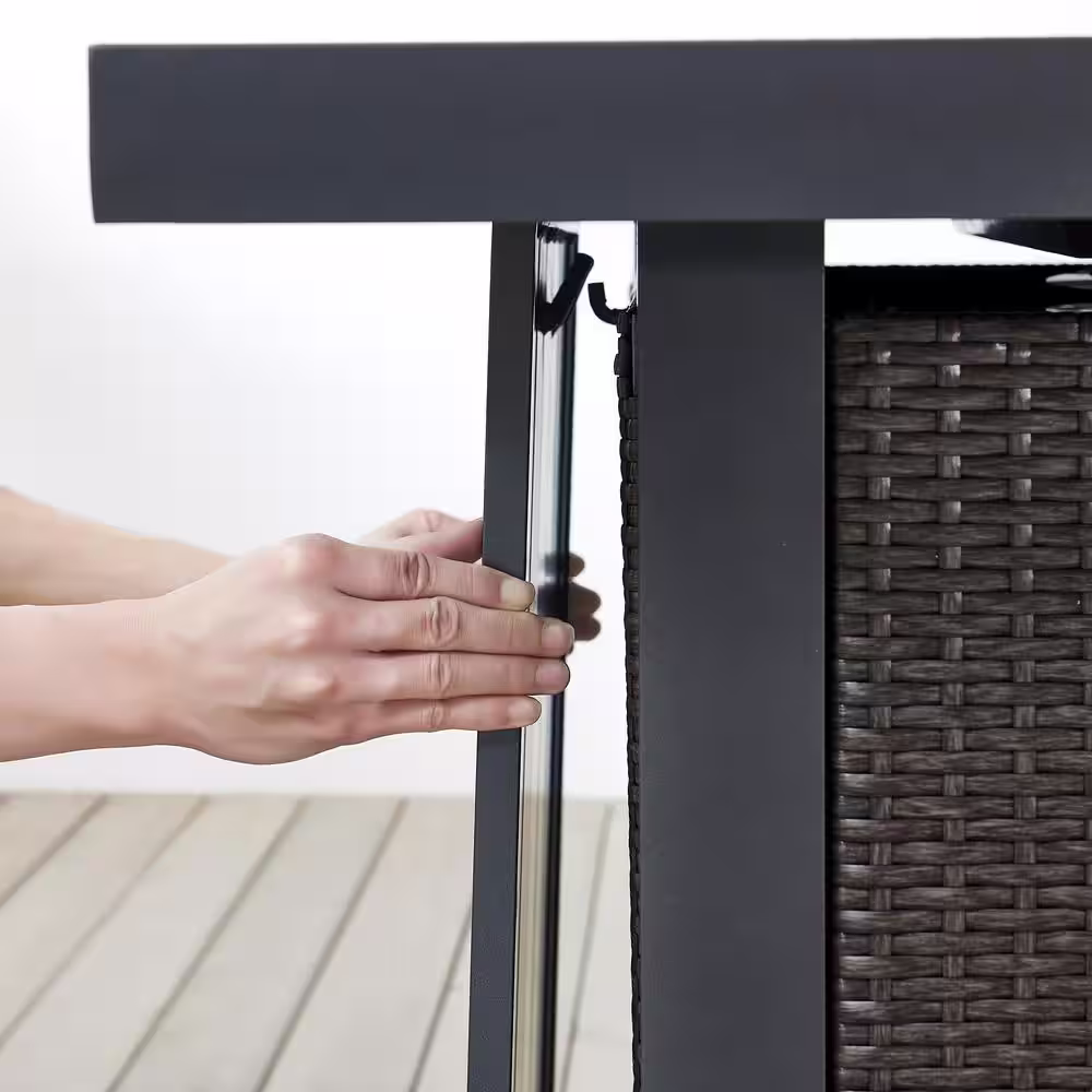 Hampton Bay Vendome 42 in. x 24 in. Square Aluminum Propane Fire Pit in Grey