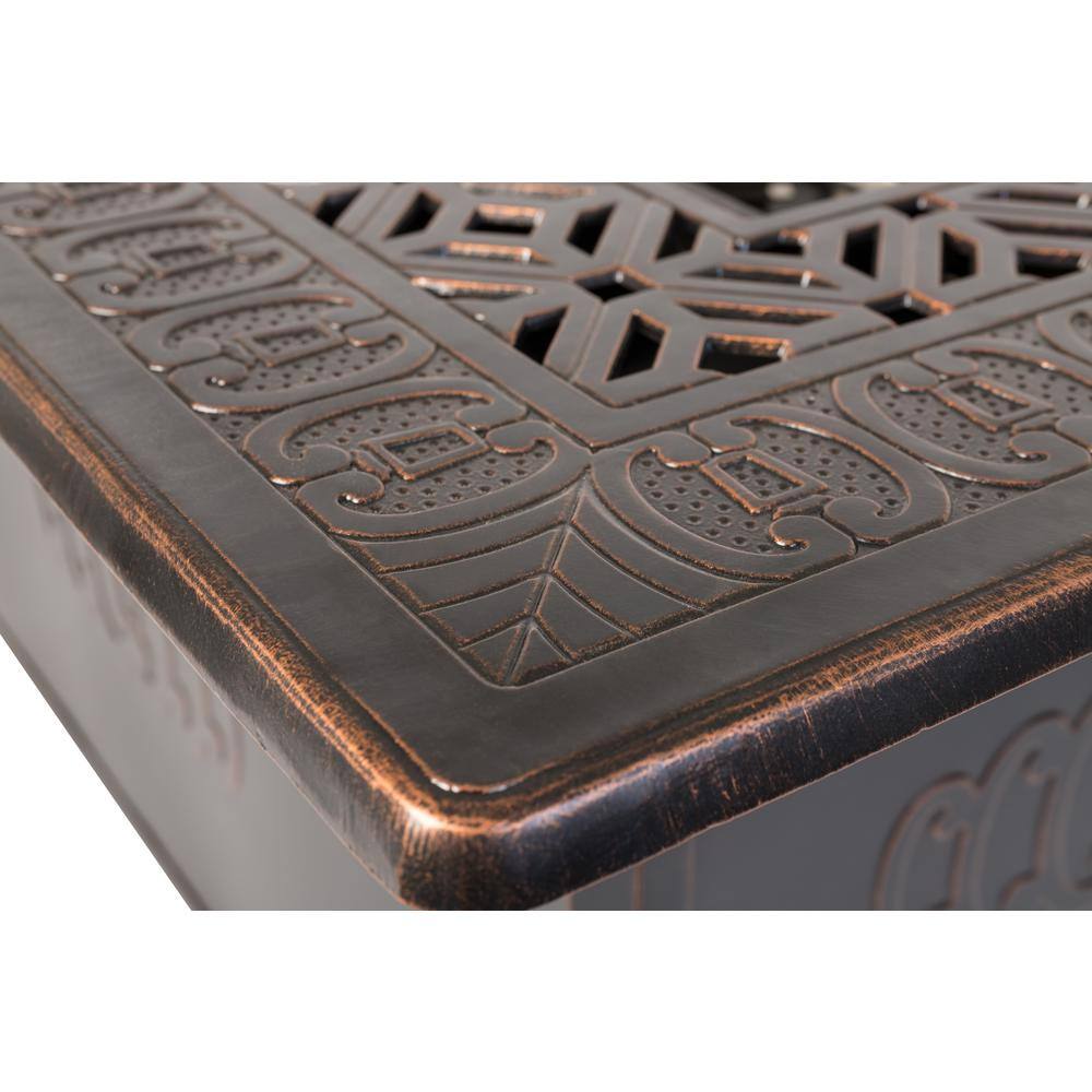 Fire Sense Dynasty 48 in. x 24 in. Rectangle Aluminum Propane Fire Pit Table in Antique Bronze