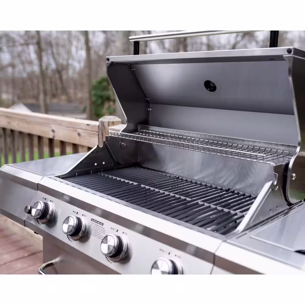 Monument Grills 4-Burner Propane Gas Grill in Stainless Steel with LED Controls and Side Burner