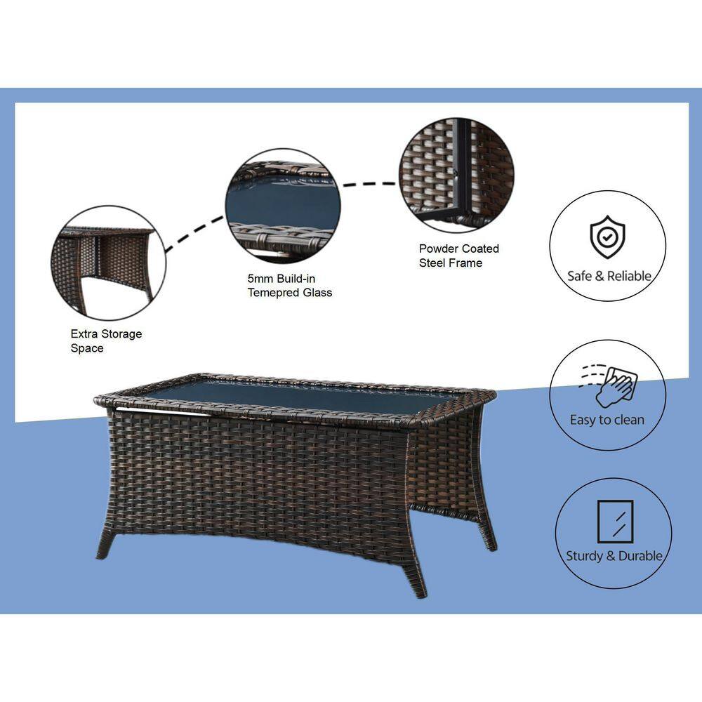 Gymojoy Carolina 4-Piece Wicker Patio Conversation Set with Gray Cushions