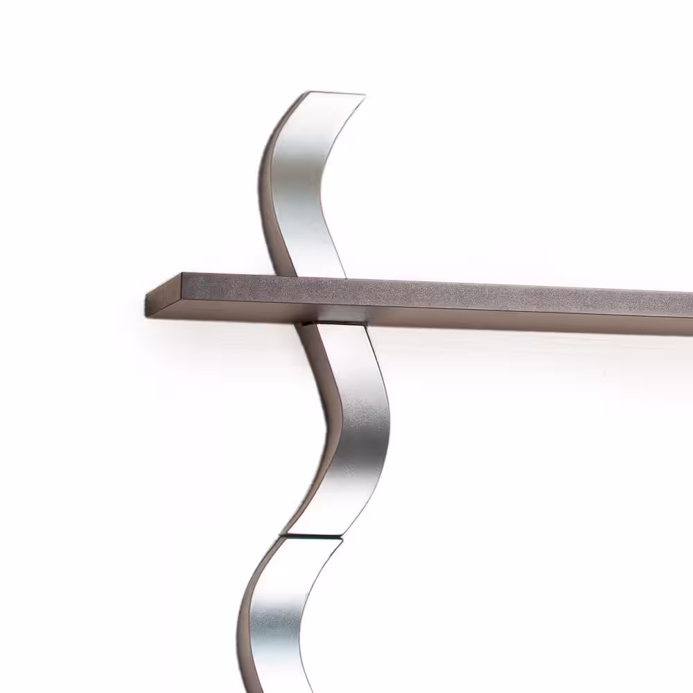 DANYA B Contempo Waves 27.5 in. W x 40 in. H Walnut Grain Laminated MDF and Silver ABS Three Level Shelving System