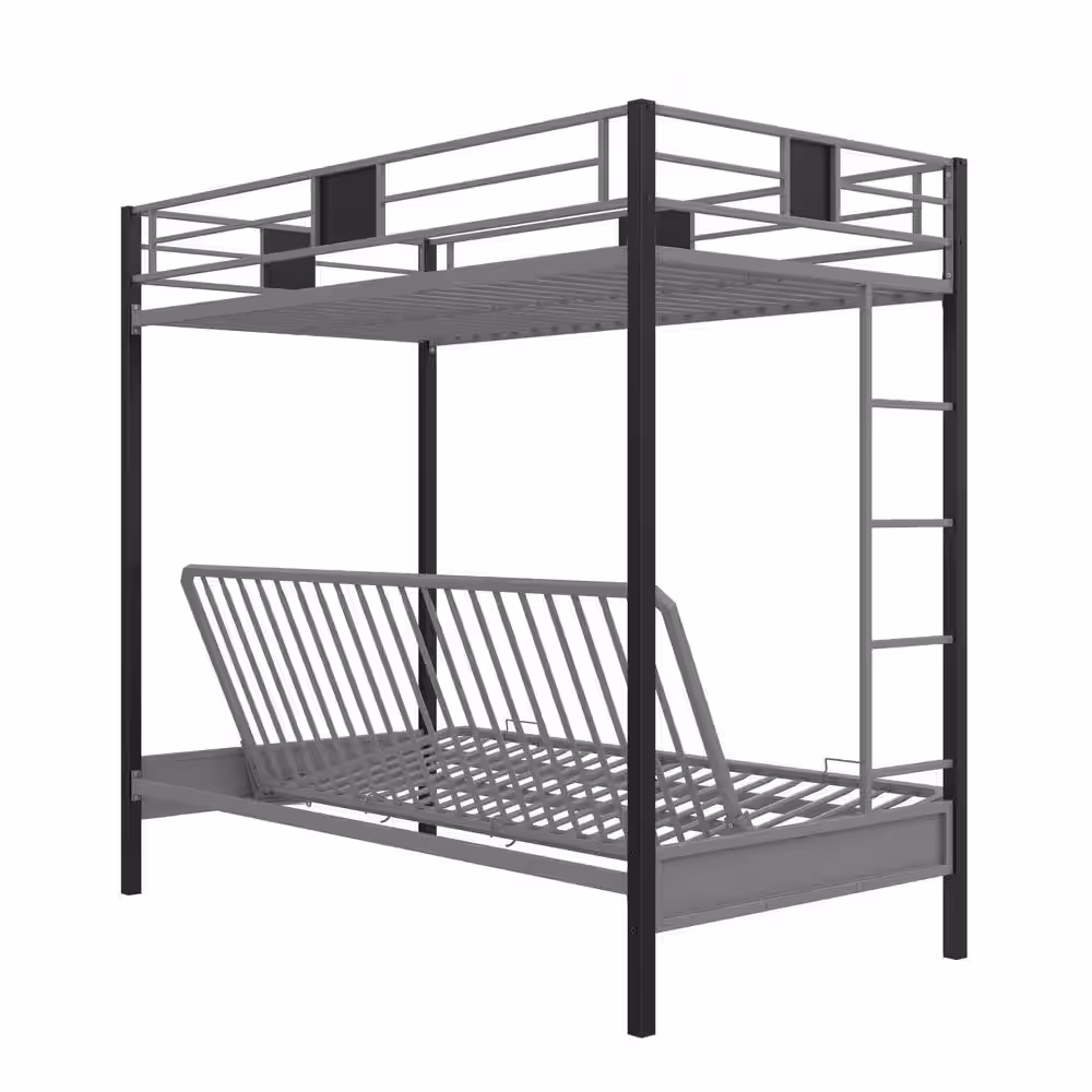 DHP Sunrise Silver Metal Twin Over Futon Bunk Bed