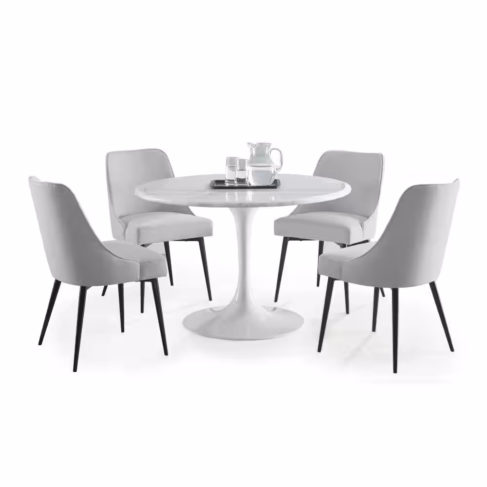 Steve Silver Colfax White Marquina Marble Dining Table