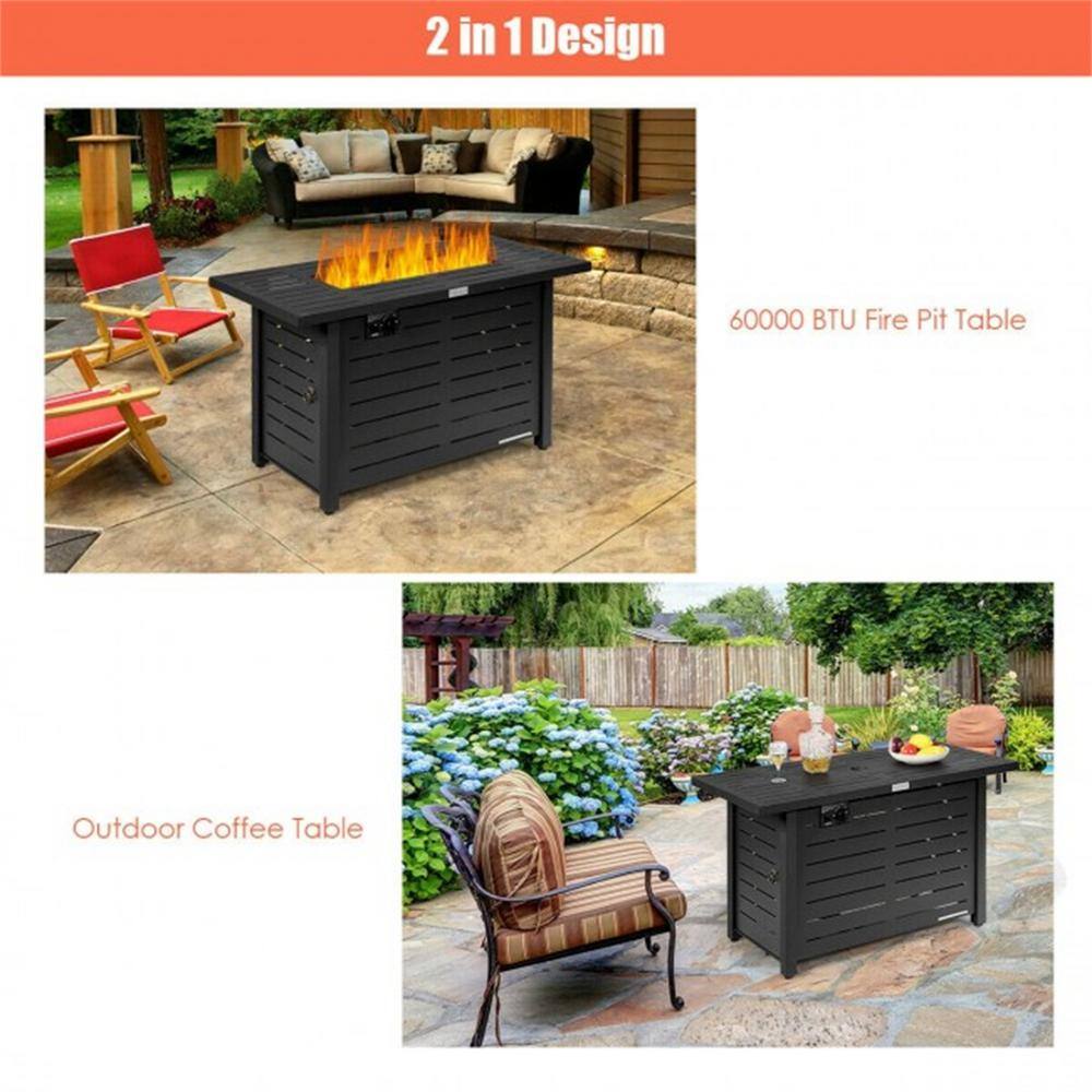 None 42 in. 60,000 Btu Rectangular Propane Gas Fire Pit Table