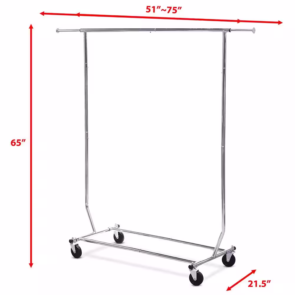 None Chrome Metal Garment Clothes Rack 51 in. W x 65 in. H