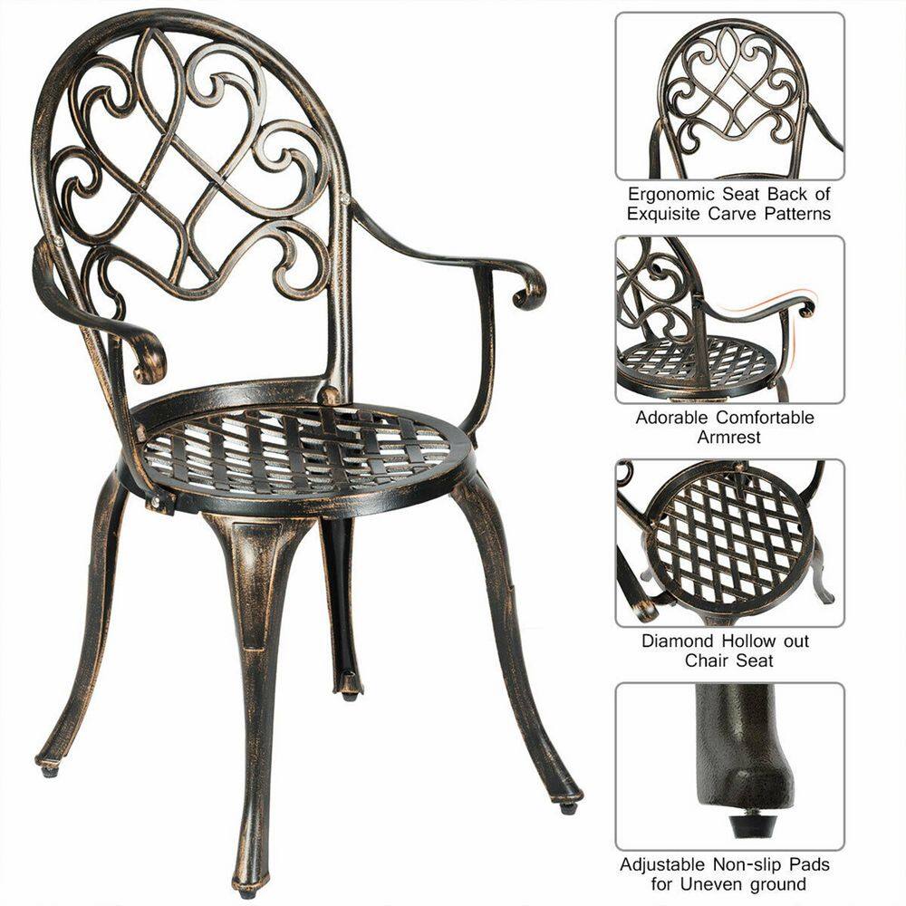 SUNRINX 3-Piece Patio Bistro Patio Conversation Set with Attached Removable Ice Bucket