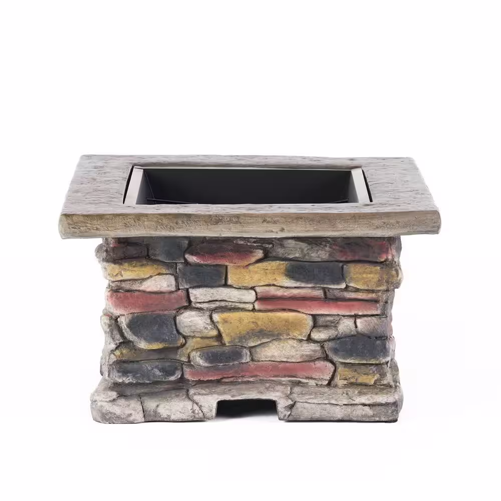 Noble House Corporal 28.50 in. x 22.20 in. Square Natural Stone Fire Pit