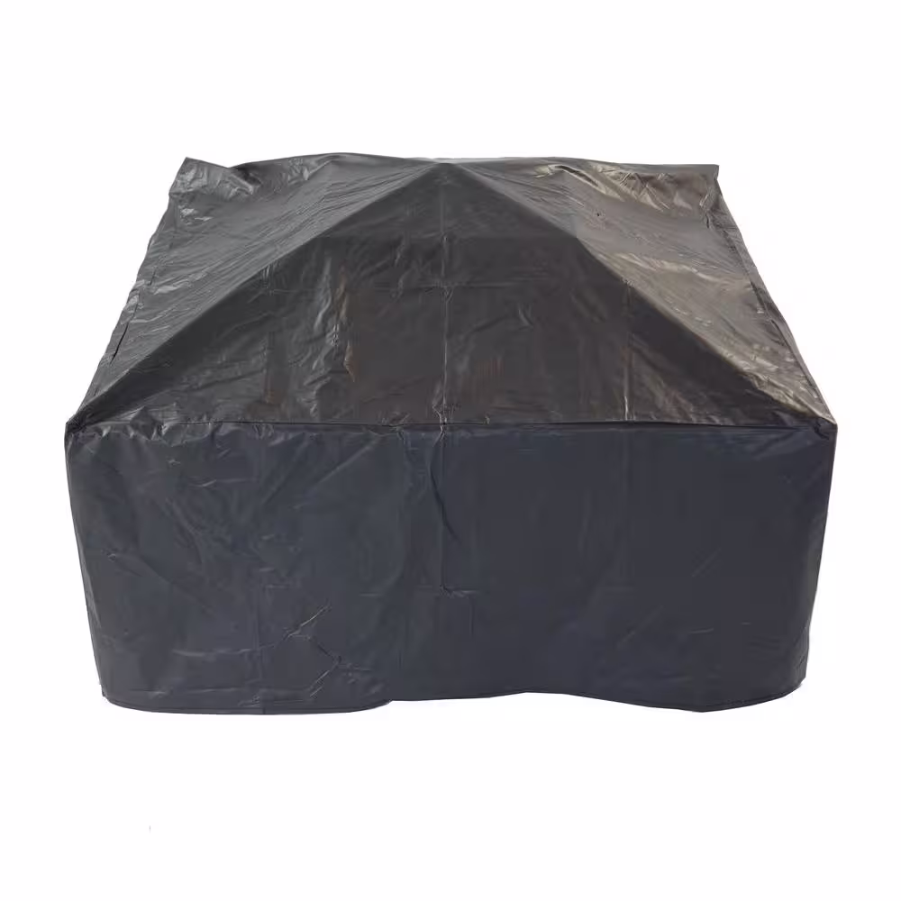 Pleasant Hearth Hudson 34 in. x 23 in. Square Steel Wood Fire Pit in Wenge with Cover