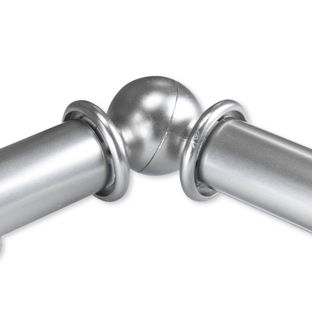 EMOH Miyaki 20-36 in. sides, 38-72 in. center Adjustable Bay Window Curtain Rod 13/16 in. in Satin Nickel with Finial
