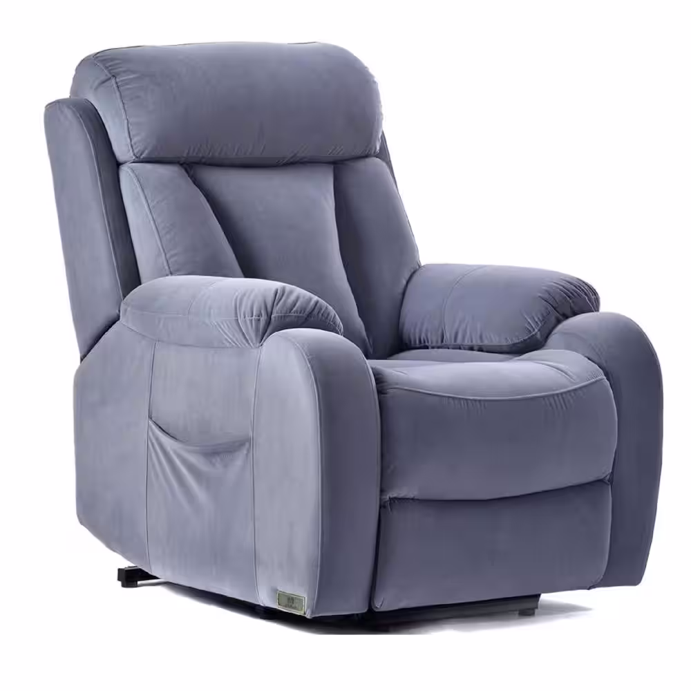 DAZONE Gray 31'' Wide Power Lift Assist Standard Recliner Velvet Polyester Blend With Remote Control
