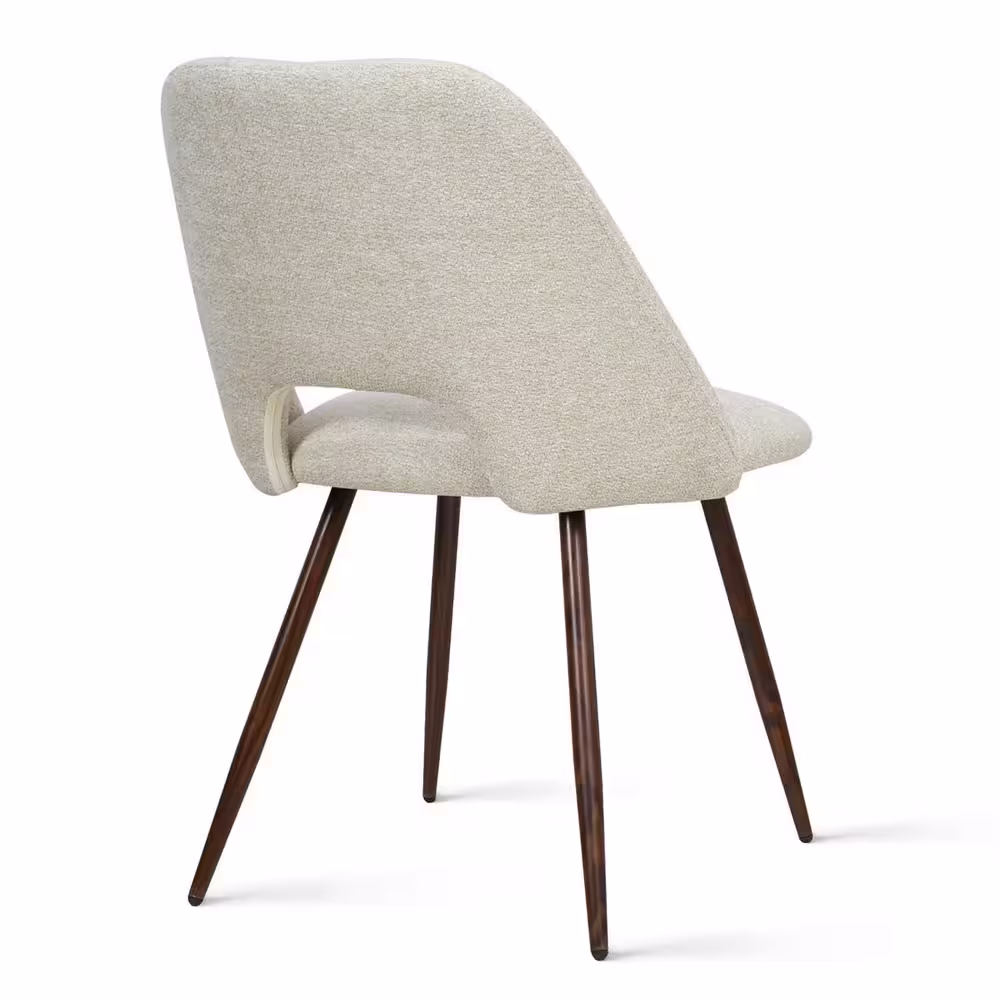 None Upholstered Modern Cutout Back Dining Chair with Walnut Leg (Set of 4)