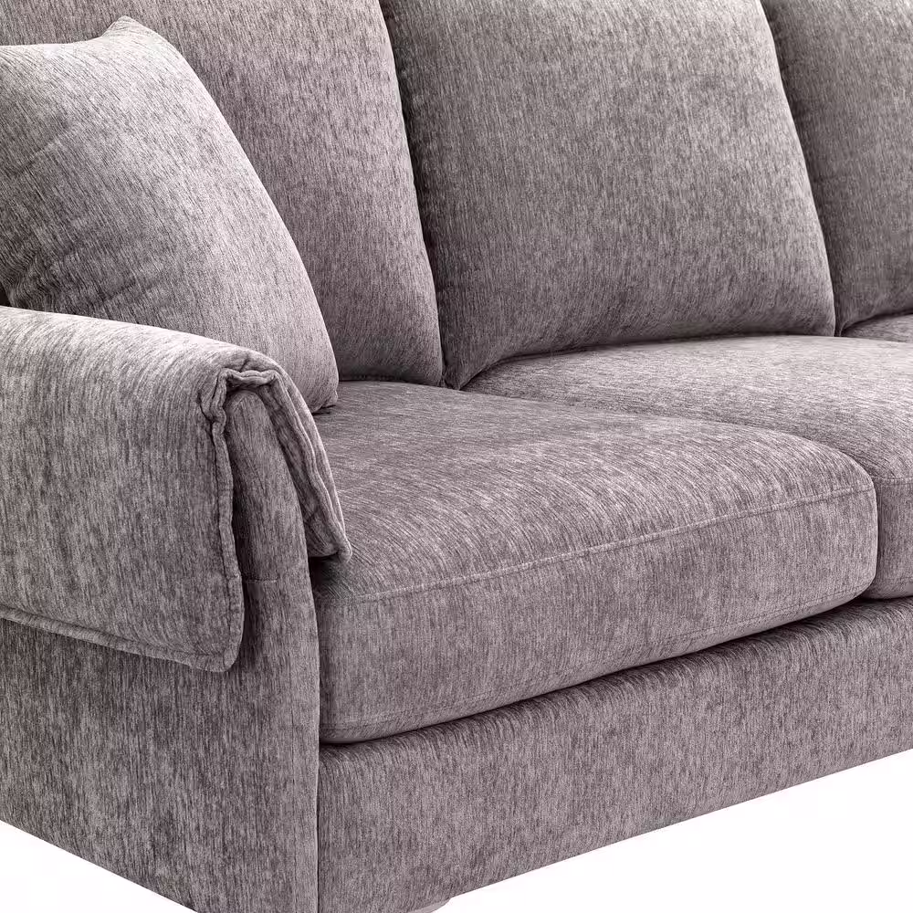 Harper & Bright Designs 84 in. W Flared Arm Chenille L-Shaped Modern Sectional Sofa in Gray with 2 Pillows
