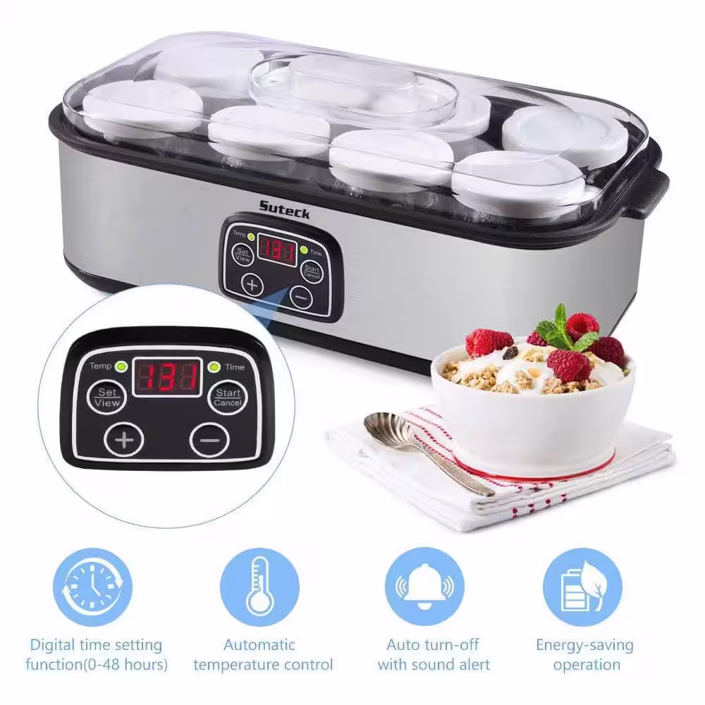 SEEUTEK Yogurt Maker Automatic 1.44 qt. Black Yogurt Maker Machine Automatic Digital Temperature Control